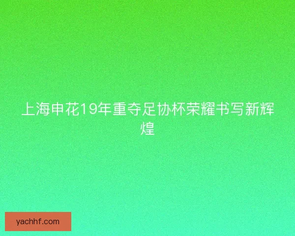 上海申花19年重夺足协杯荣耀书写新辉煌