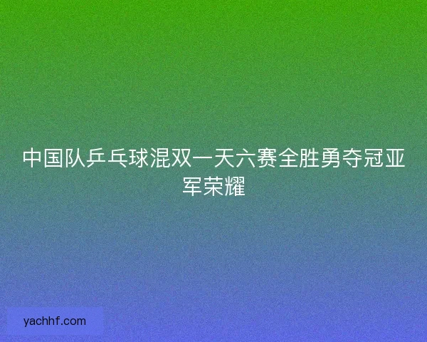 中国队乒乓球混双一天六赛全胜勇夺冠亚军荣耀