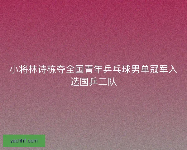 小将林诗栋夺全国青年乒乓球男单冠军入选国乒二队